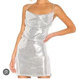 Revolve Kendall & Kylie Shimmering Sequin Silver Mini Dress NWT 00